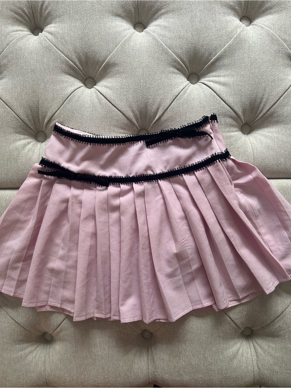 Forever 21 Pink Pleated Mini Skirt with Black Trim
